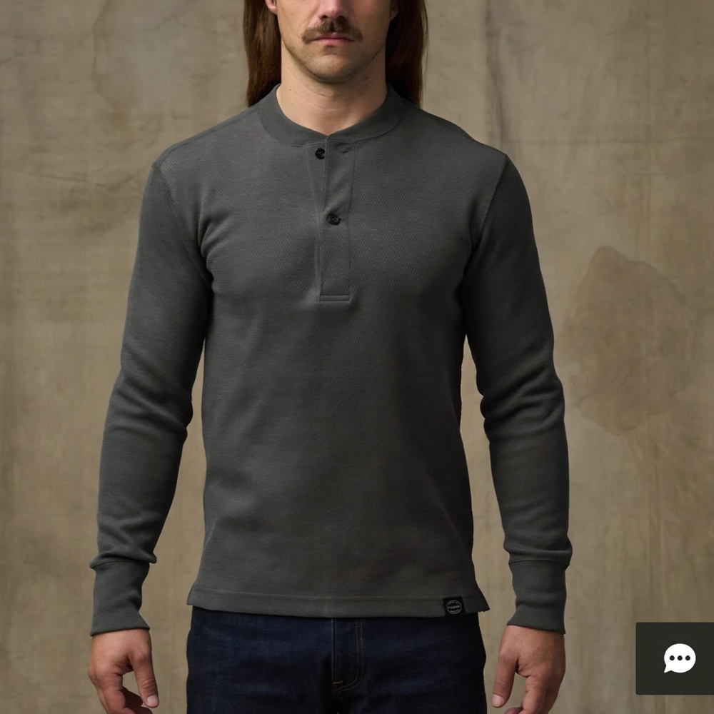 Filson EUC Waffle Knit Cotton Thermal  Long Sleeve Henley XS